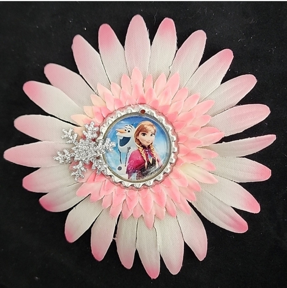 Pink and White Flower Hair Clip
